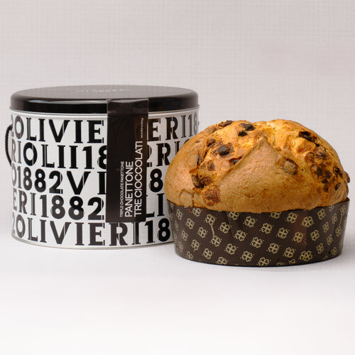 Panettone Tre Cioccolati con latta